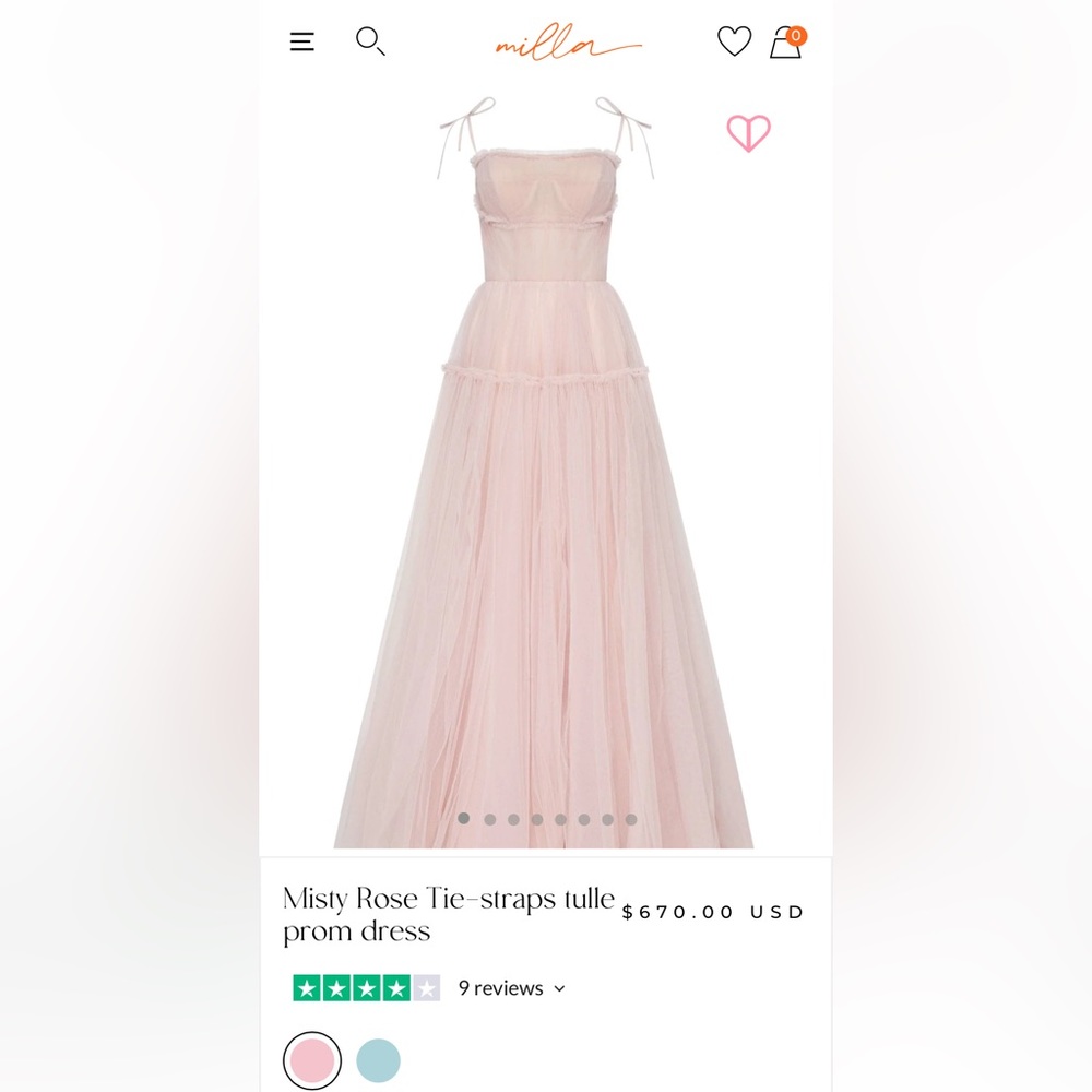 Misty Rose Tie-Straps Tulle Prom Dress from Milla! Only work once!